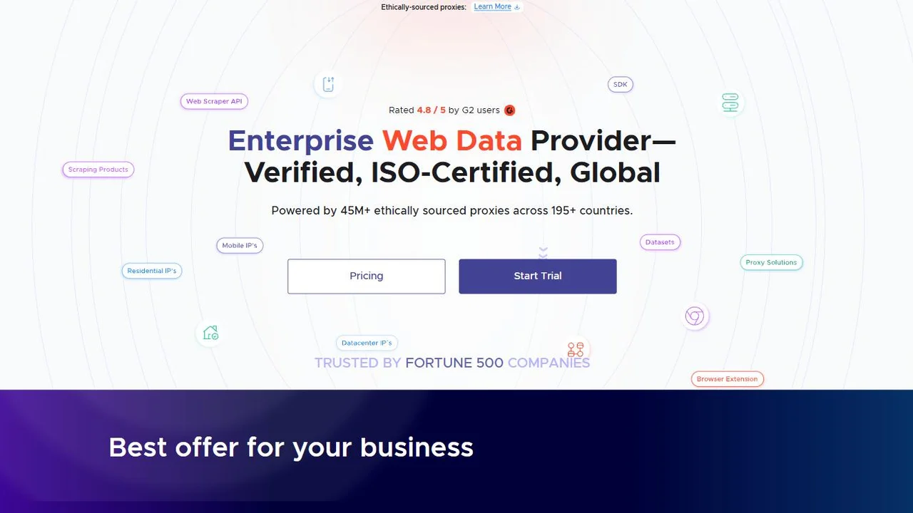 Infatica homepage showing its enterprise web data and proxy platform