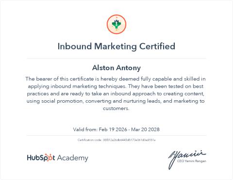 Inbound Marketing certificate by HubSpot Academy