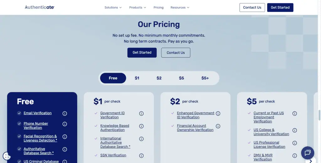 Aithenticate pricing page with Free, Premium, and Unlimited plan tiers