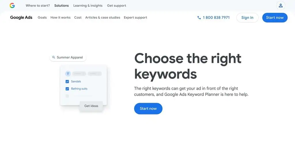 Google Keyword Planner free keyword research tool