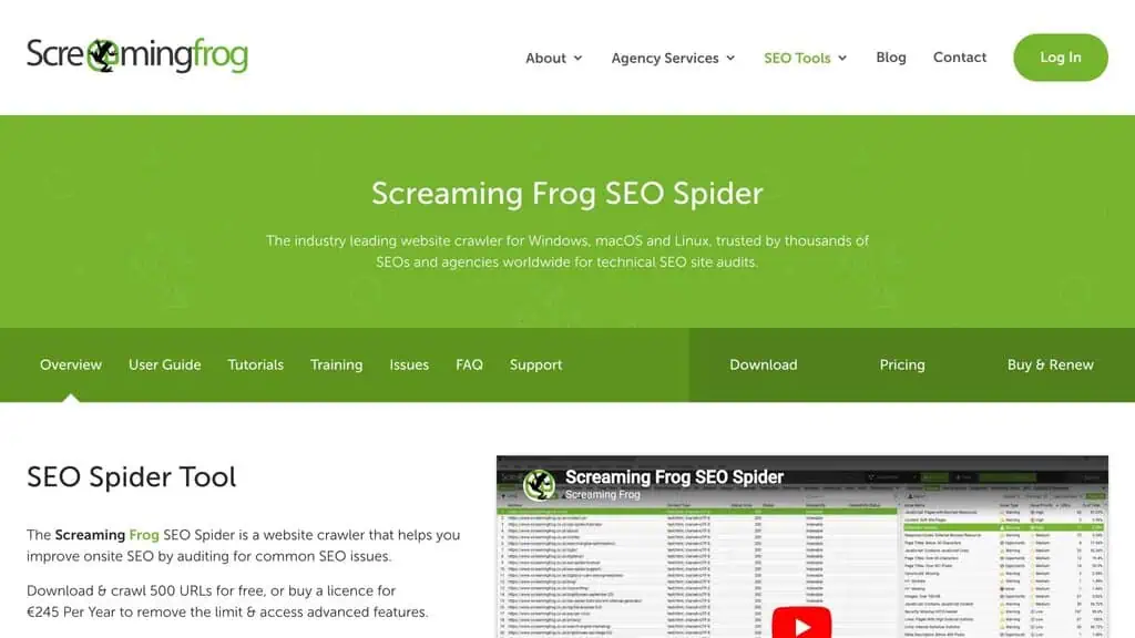 Screaming Frog SEO Spider technical audit tool