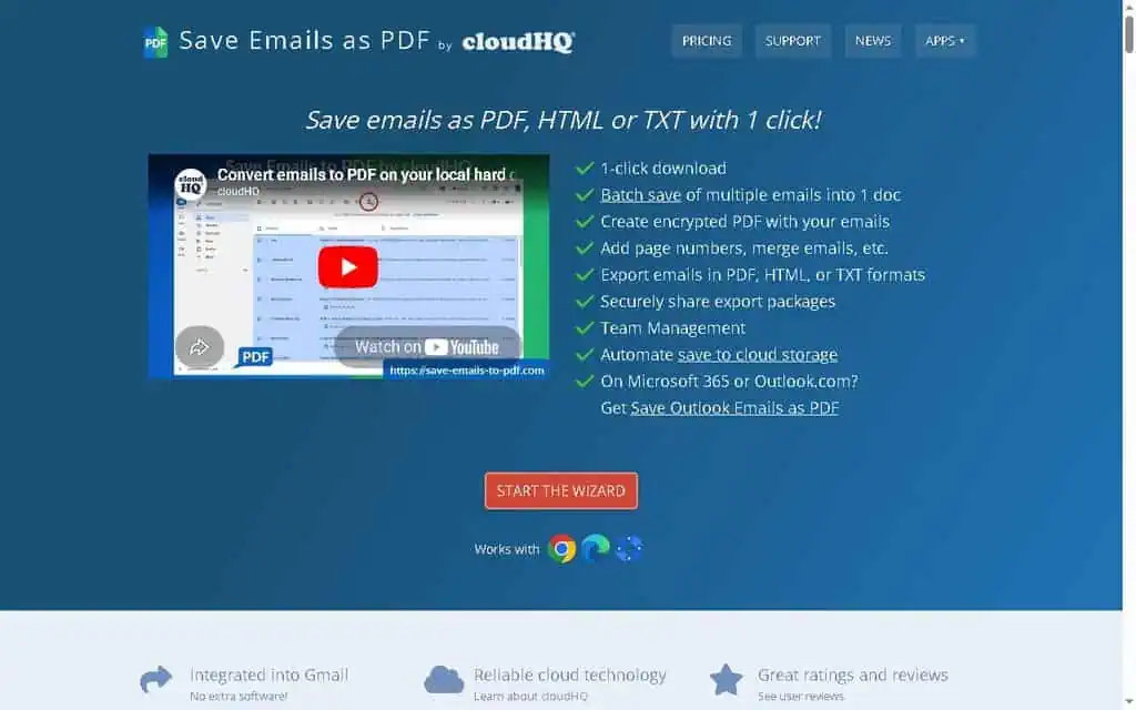 cloudHQ Save Emails as PDF tool converting Gmail messages into clean PDF files