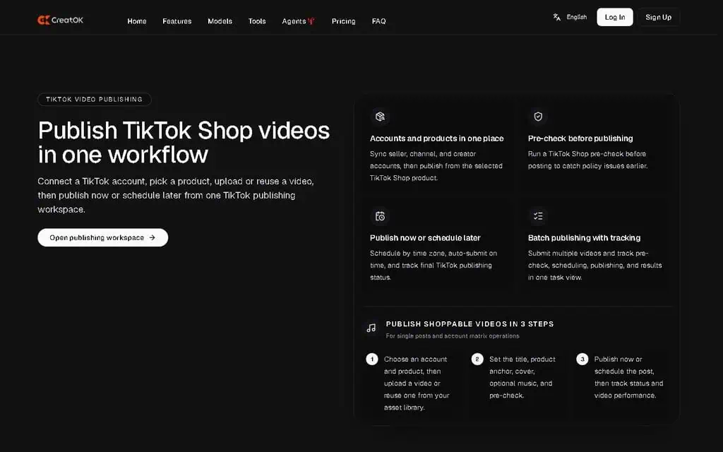 CreatOK viral discovery interface surfacing trending TikTok videos by niche and velocity