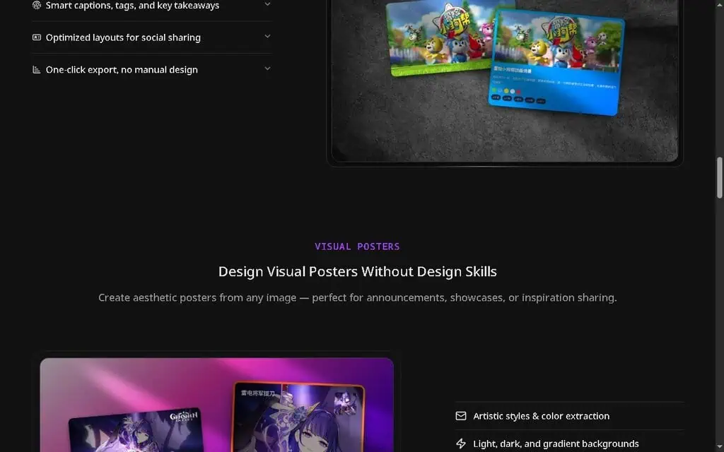 PicMagix Visual Posters feature creating styled posters from a source image
