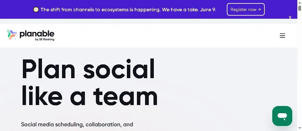 Planable homepage showing collaboration-first social media content and approval workflows