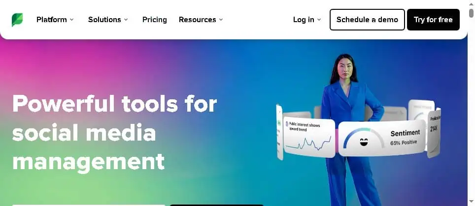 Sprout Social homepage showing its social media management and reporting tool