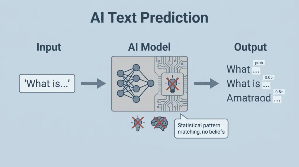 AI predicts text and holds no beliefs