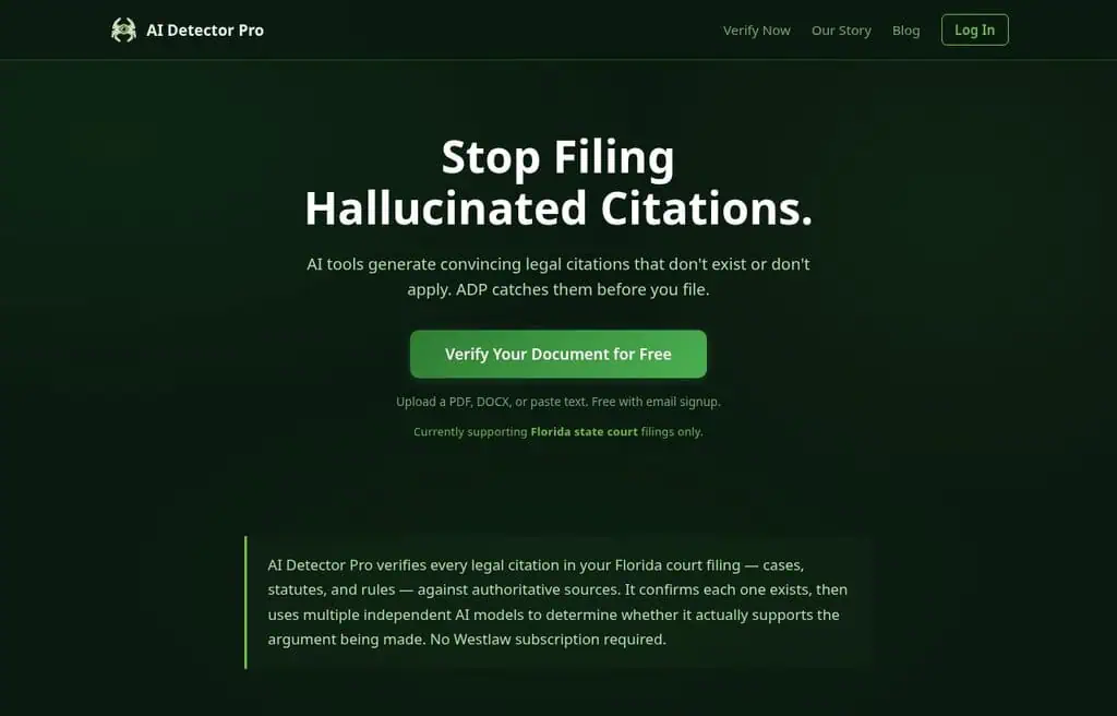 AI Detector Pro AI detector homepage screenshot