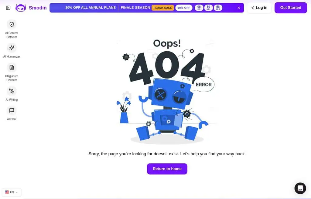 Smodin AI detector homepage screenshot