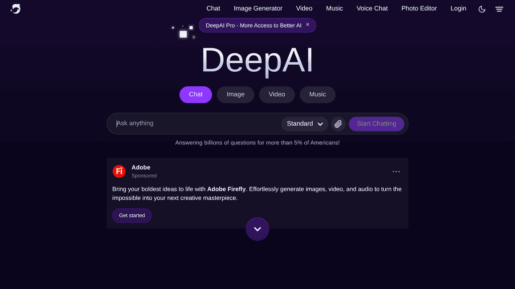 DeepAI free portrait generator homepage