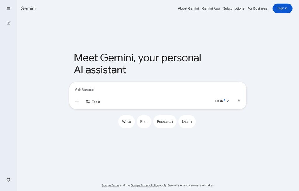 Google Gemini free AI writer interface generating text from a prompt