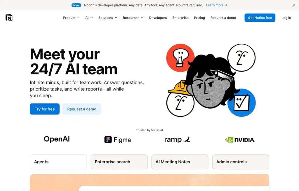 Notion AI writer generating content inside a Notion document