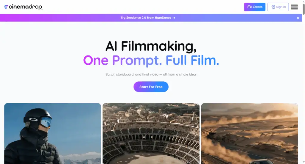 CinemaDrop Review: Honest Test of the AI Film Studio