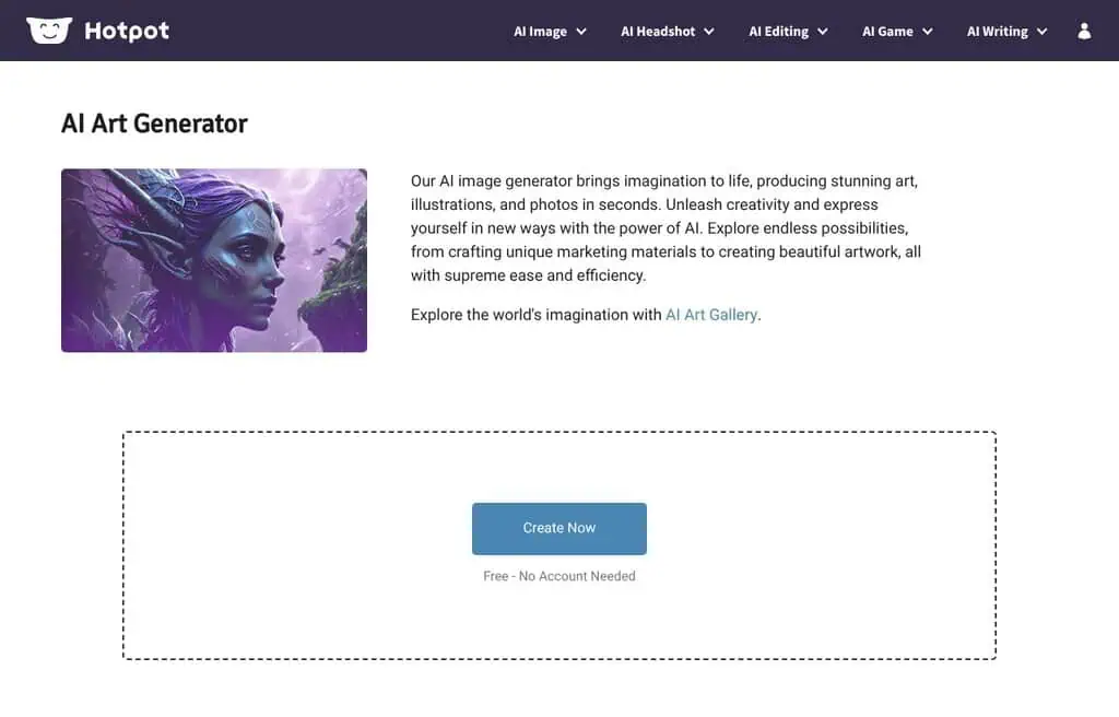 Hotpot AI image generator and editing tools