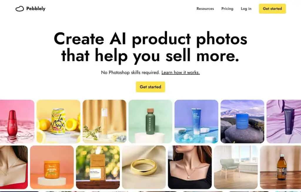 Pebblely AI product photography generator