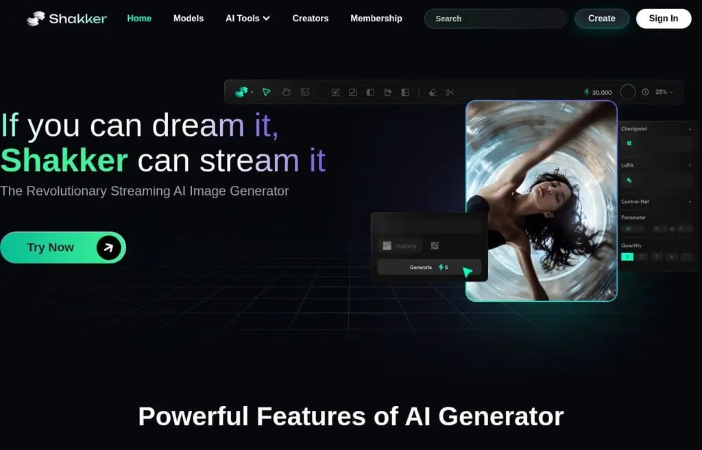 Shakker AI image generator with reference controls