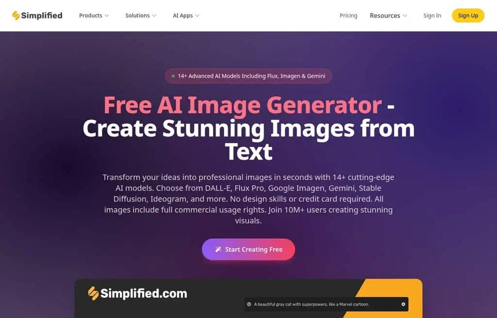 Simplified AI image generator and marketing suite