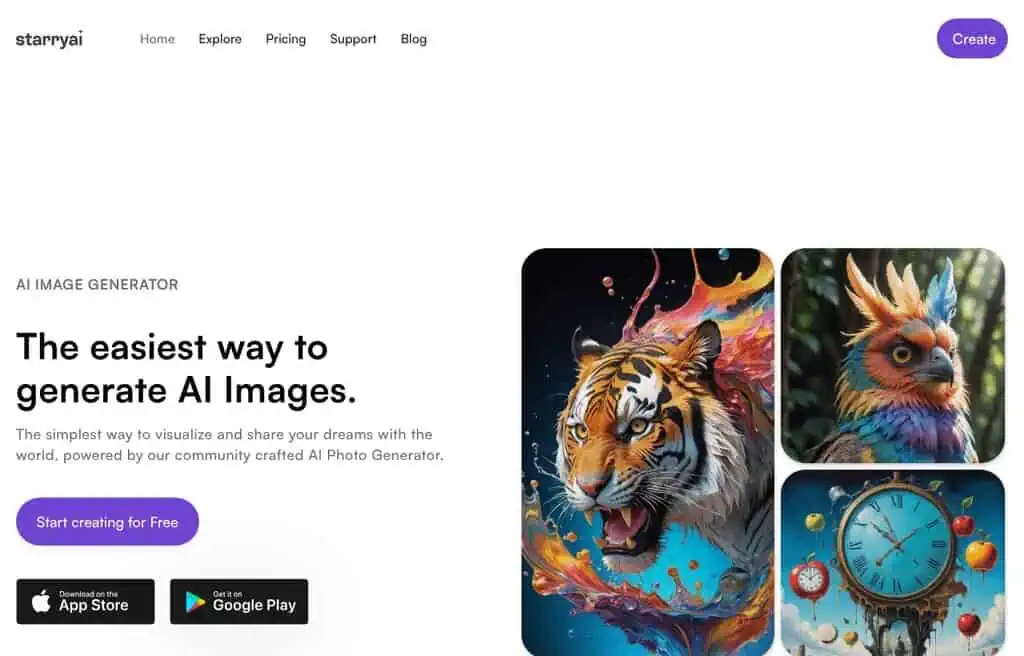 StarryAI mobile AI art generator