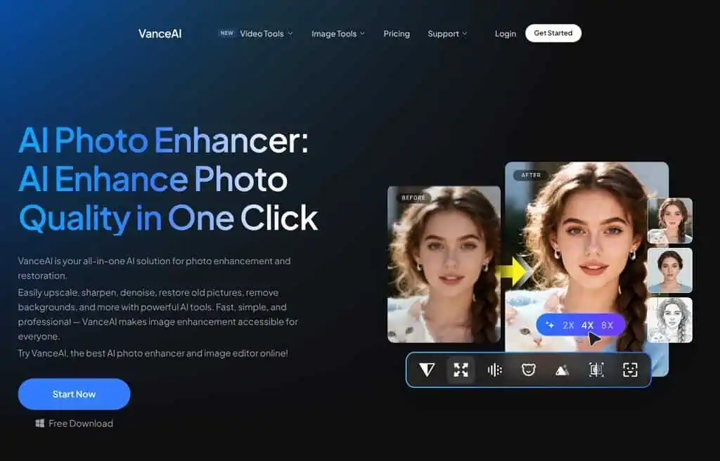 VanceAI image enhancement and generation tools