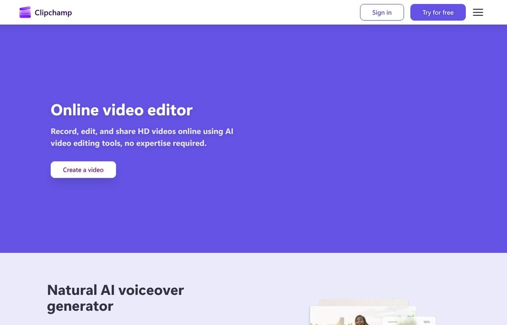 Clipchamp video editor with AI features