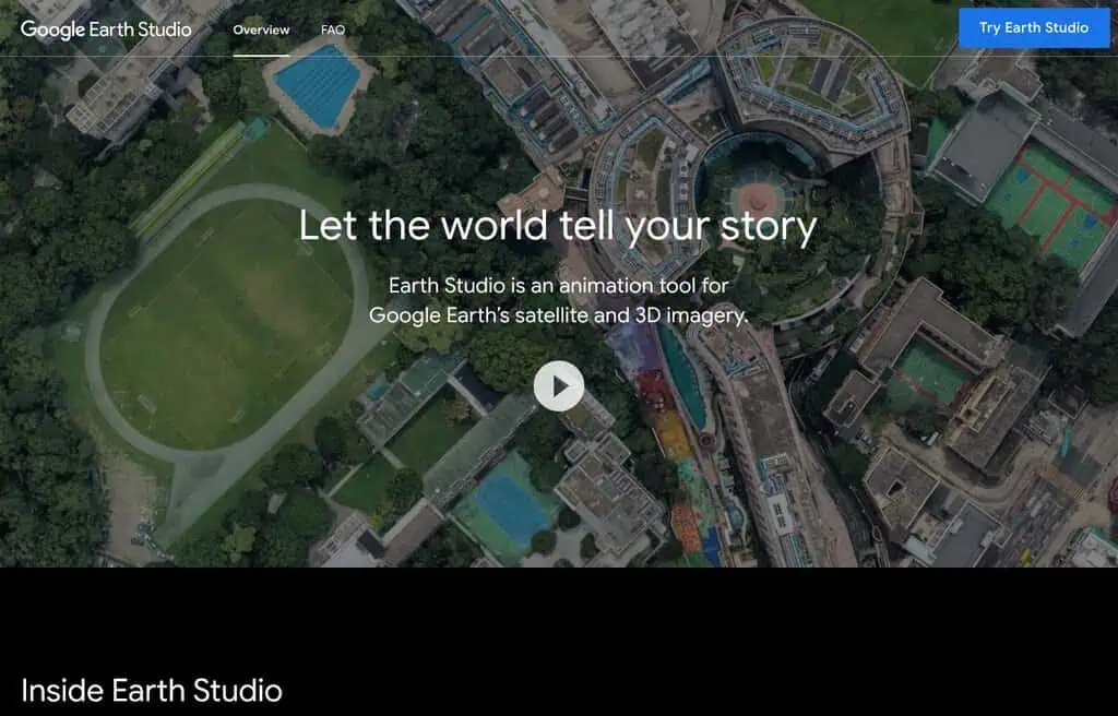 Google Earth Studio animation tool for cinematic Earth imagery