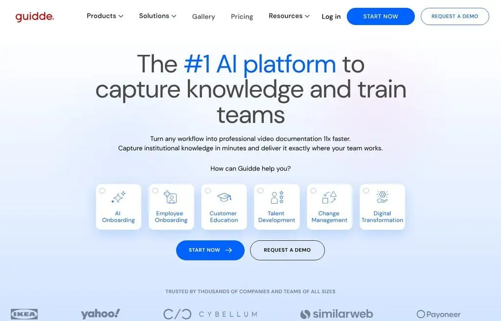 Guidde AI how-to and documentation video creator