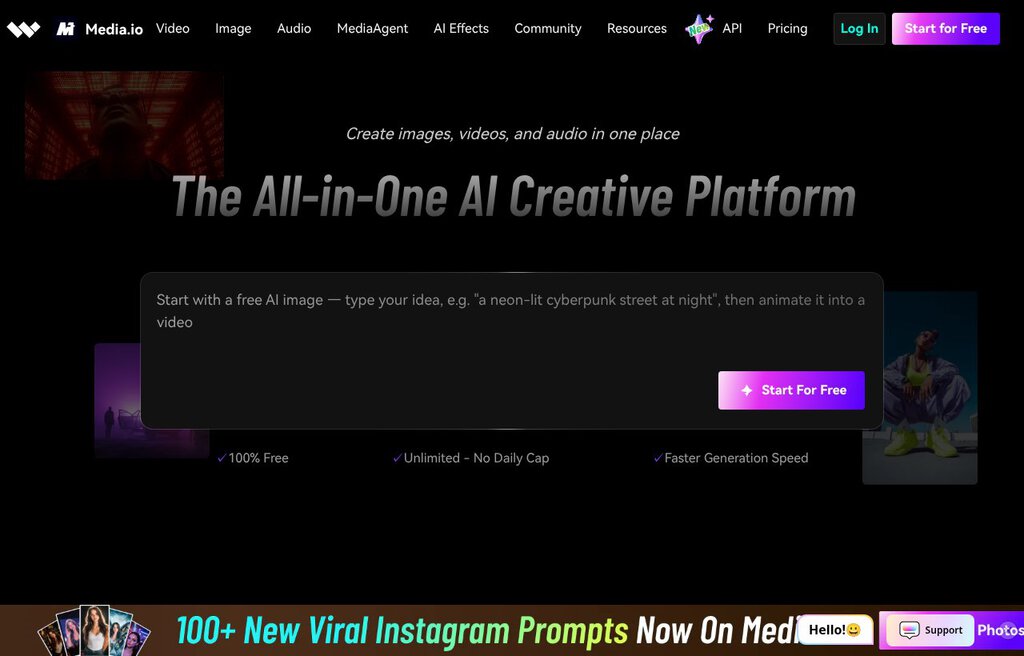 Wondershare Media.io AI video and image editing suite