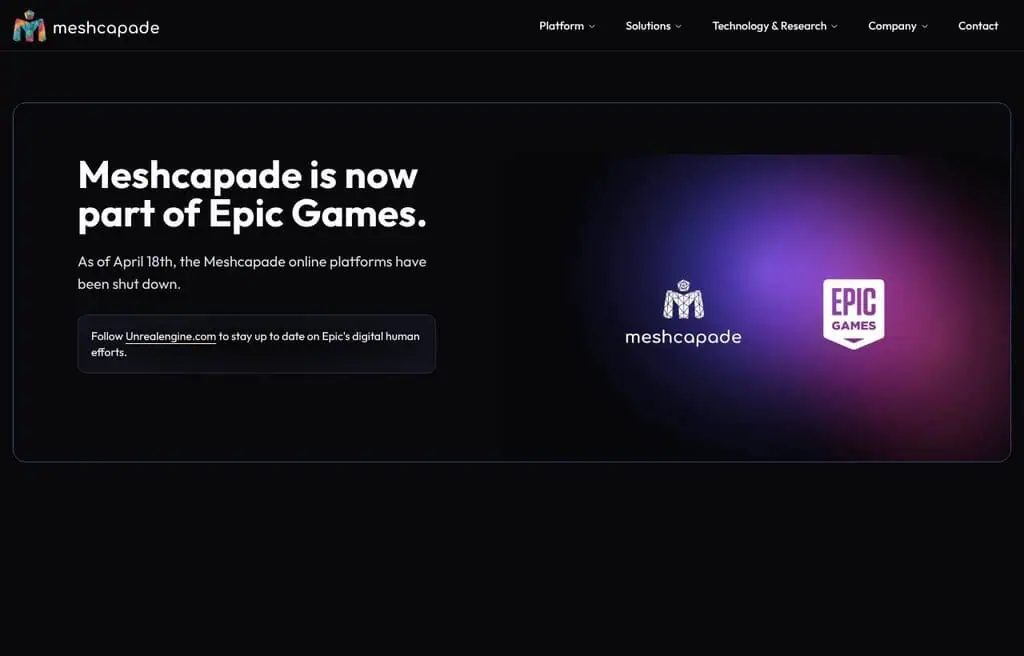 Meshcapade digital human creation and animation platform