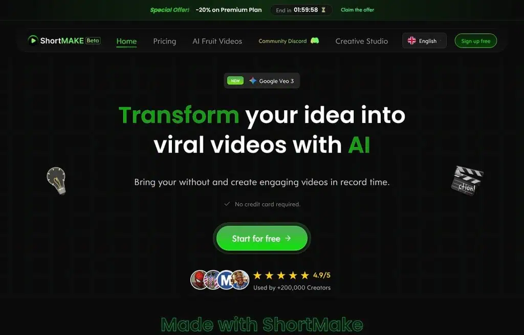 ShortMake AI short video generator