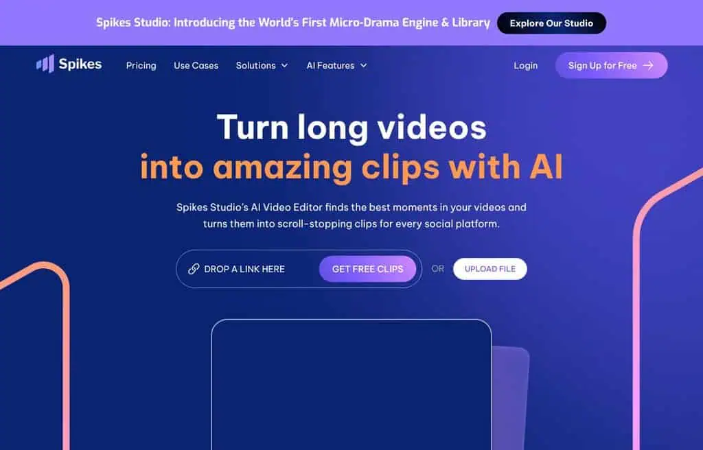 Spikes Studio AI clip and short-form video editor
