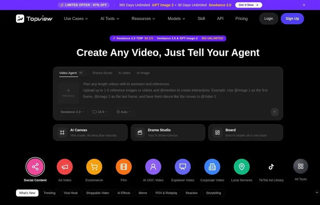 Topview AI product link to marketing video generator