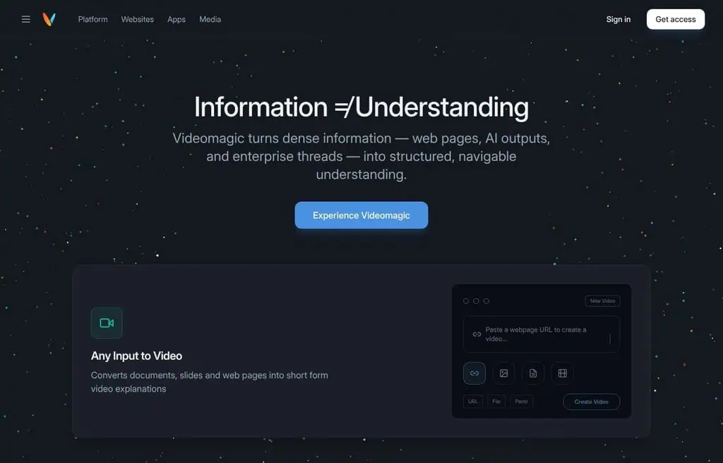 Video Magic AI video creation tool