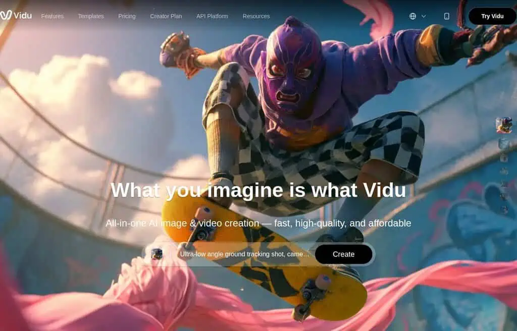 Vidu AI text and image to video generator