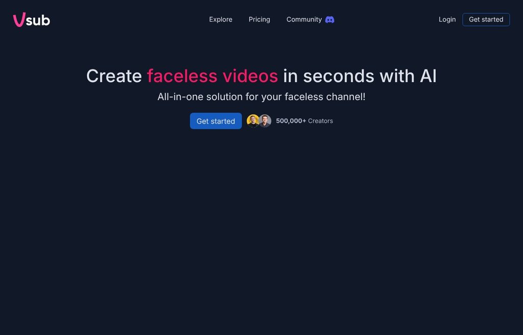 Vsub AI faceless video and auto-captioning