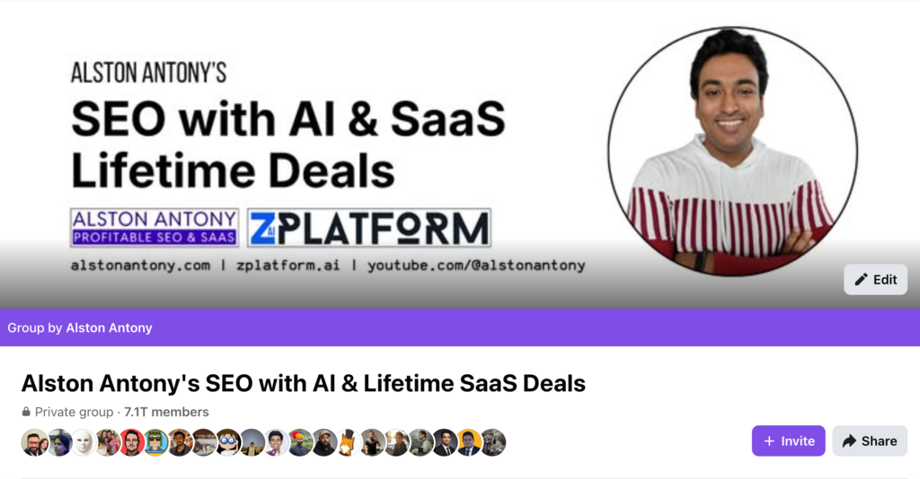 Alston Antony's SEO & SaaS Lifetime Deals - Facebook Group