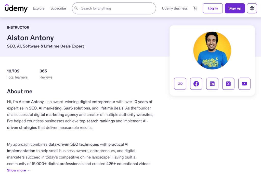 Alston on Udemy - SEO + AI Educator